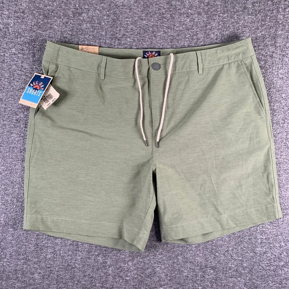 Faherty All Day Shorts Men 38x7 Olive Belt Loop Green Preppy Coastal Beach NEW